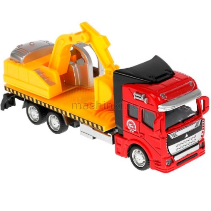Изображение ТЕХНОПАРК Автоэкскаватор 19 см металл. желто-красный