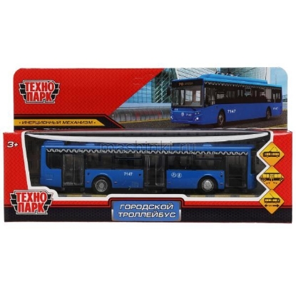 Изображение ТЕХНОПАРК Троллейбус городской 18 см металл. синий
