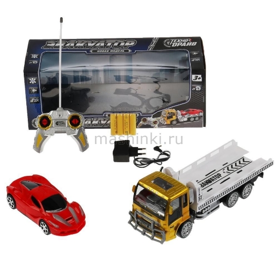 Изображение R/C ТЕХНОДРАЙВ Эвакуатор р/у + красная машина (свет, звук)