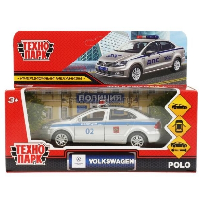 Изображение ТЕХНОПАРК VW Polo седан Полиция 12 см серый