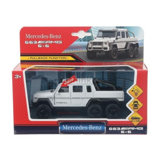 Изображение ТЕХНОПАРК 1/32 MERCEDES-BENZ G63 AMG 6х6 14 см (свет, звук) белый