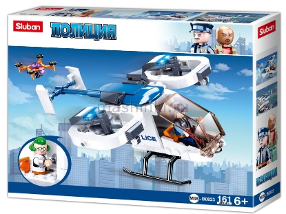 Изображение Конструктор SLUBAN Вертолет фигурки Полиция 161 деталь