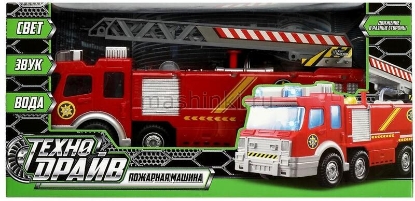 Изображение ТЕХНОДРАЙВ Машина пожарная лестница (свет, звук, вода) пластм. красный