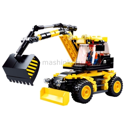 Изображение Конструктор SLUBAN Экскаватор с фигуркой 196 деталей желтый