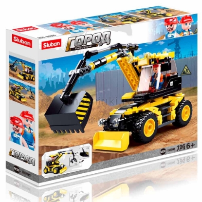 Изображение Конструктор SLUBAN Экскаватор с фигуркой 196 деталей желтый