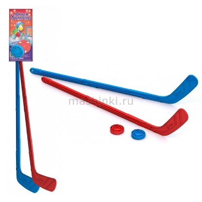 Изображение НОРДПЛАСТ Набор (2 клюшки + 2 шайбы) Юный хоккеист