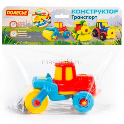 Изображение ПОЛЕСЬЕ Конструктор Дорожный каток 18 деталей пластм.