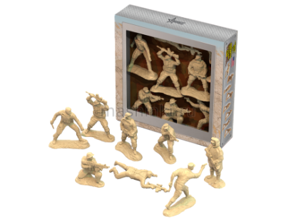 Изображение НОРДПЛАСТ 1/17 Солдаты США Морские котики 8 шт песочный подарочная коробка