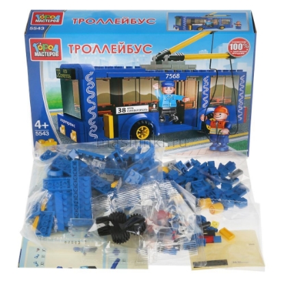 Изображение Конструктор ГОРОД МАСТЕРОВ Троллейбус с фигурками 168 деталей