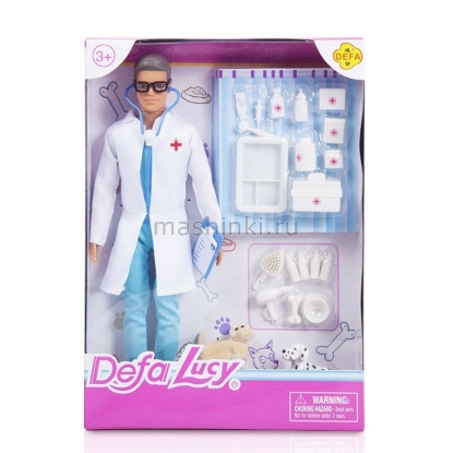 Изображение Кукла DEFA LUCY Доктор-мужчина (ветеринар) 2 собачки с аксессуарами