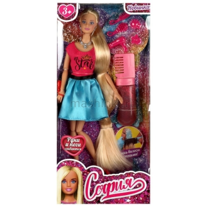 Изображение Кукла СОФИЯ Модница 29 см в примерочной с аксессуарами руки, ноги сгиб.