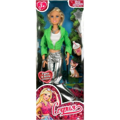 Изображение Кукла СОФИЯ Модница 29 см на прогулке с расческой руки, ноги сгиб.