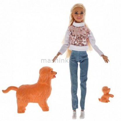 Изображение Кукла СОФИЯ в машине 29 см руки, ноги сгиб. (магнитные собака и щенок)