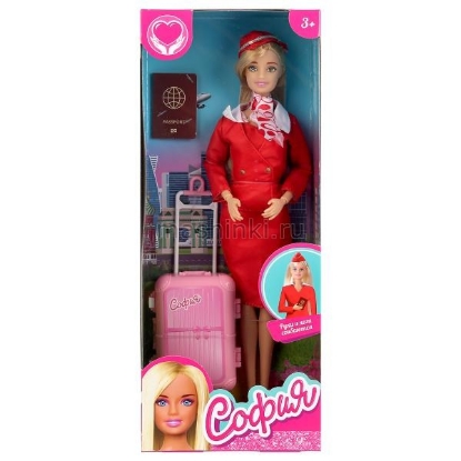 Изображение Кукла СОФИЯ Модница 29 см Стюардесса с чемоданом руки, ноги сгиб.