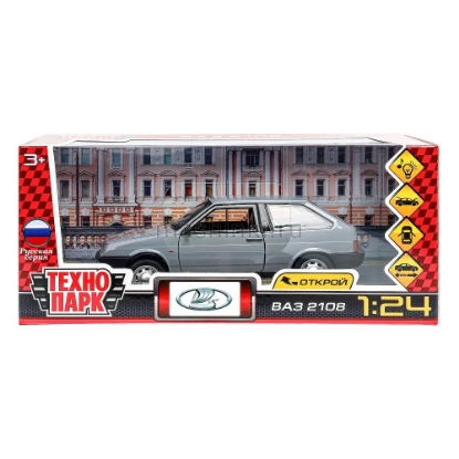 Изображение ТЕХНОПАРК 1/24 ВАЗ-2108 LADA 16,7 см (свет, звук) инерц. серый