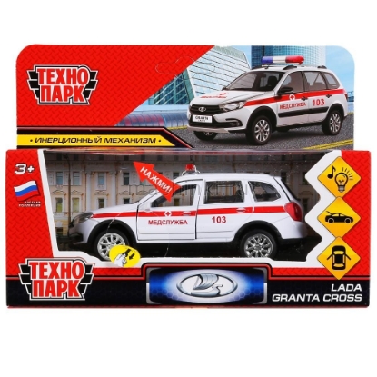 Изображение ТЕХНОПАРК LADA Granta Cross универсал Скорая медслужба 12 см (свет, звук) белый
