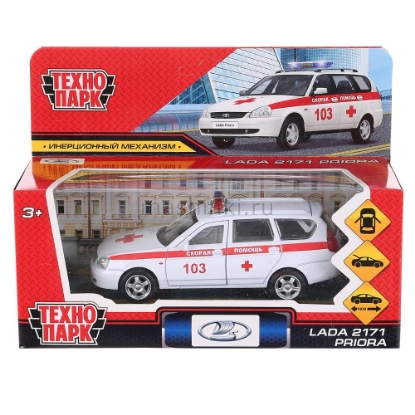 Изображение ТЕХНОПАРК LADA 2171 Priora универсал Скорая помощь 12 см белый