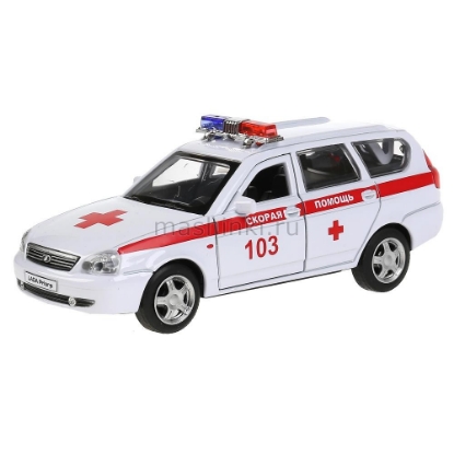 Изображение ТЕХНОПАРК LADA 2171 Priora универсал Скорая помощь 12 см белый