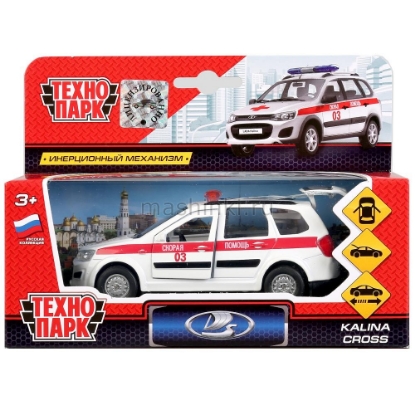 Изображение ТЕХНОПАРК LADA Kalina Cross универсал Скорая помощь 12 см белый