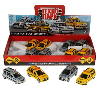Изображение ТЕХНОПАРК LADA Kalina Cross+LADA Largus Полиция/такси 12 см в ассорт. б/коробки