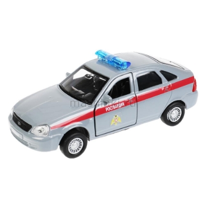 Изображение ТЕХНОПАРК LADA Priora хэтчбек Росгвардия 12 см серый