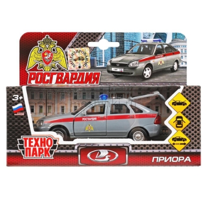Изображение ТЕХНОПАРК LADA Priora хэтчбек Росгвардия 12 см серый