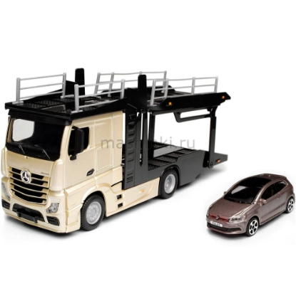 Изображение BBURAGO 1/43 Автовоз MERCEDES-BENZ Actros + машина RENAULT Kaptur бронзовый