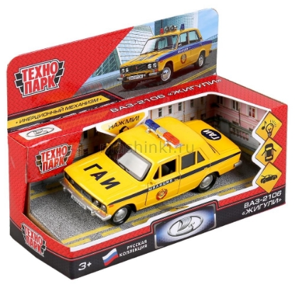 Изображение ТЕХНОПАРК ВАЗ-2106 ЖИГУЛИ Милиция ГАИ 12 см (свет, звук) желтый