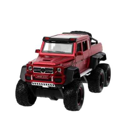 Изображение ТЕХНОПАРК 1/25 MERCEDES-BENZ G-Class трехосный пикап 23 см (свет, звук, открыв. 6/6) красный