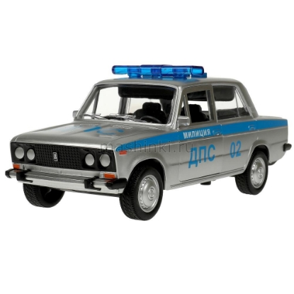 Изображение ТЕХНОПАРК ВАЗ-2106 ЖИГУЛИ Милиция 22 см (свет, звук) пластм. серебристый откр. коробка