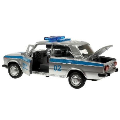 Изображение ТЕХНОПАРК ВАЗ-2106 ЖИГУЛИ Милиция 22 см (свет, звук) пластм. серебристый откр. коробка