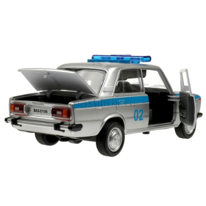 Изображение ТЕХНОПАРК ВАЗ-2106 ЖИГУЛИ Милиция 22 см (свет, звук) пластм. серебристый откр. коробка