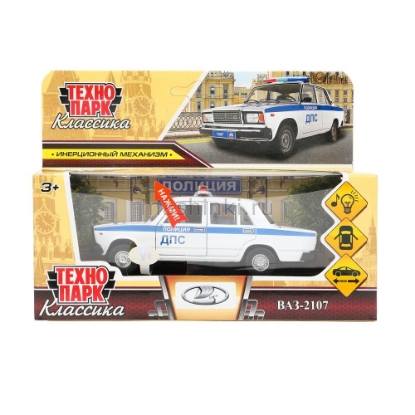 Изображение ТЕХНОПАРК ВАЗ-2107 ЖИГУЛИ Полиция 12 см (свет, звук) белый