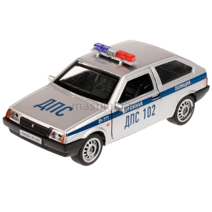 Изображение ТЕХНОПАРК ВАЗ-2108 LADA Спутник Полиция 12 см (свет, звук) серебристый