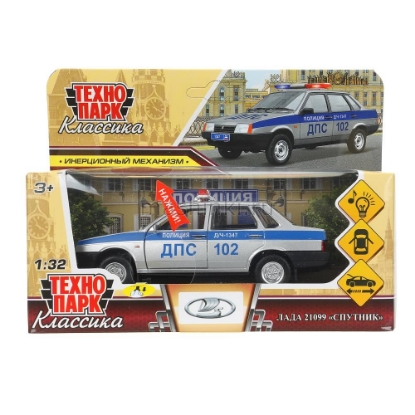 Изображение ТЕХНОПАРК ВАЗ-21099 LADA Полиция 13 см (свет, звук) серебристый