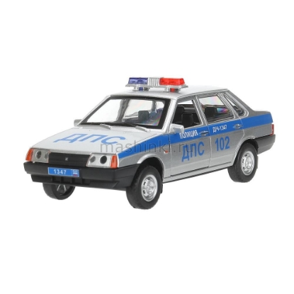 Изображение ТЕХНОПАРК ВАЗ-21099 LADA Полиция 13 см (свет, звук) серебристый