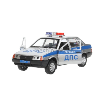Изображение ТЕХНОПАРК ВАЗ-21099 LADA Полиция 13 см (свет, звук) серебристый