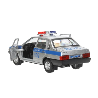 Изображение ТЕХНОПАРК ВАЗ-21099 LADA Полиция 13 см (свет, звук) серебристый