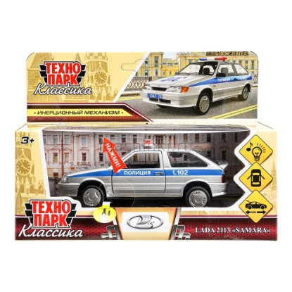 Изображение ТЕХНОПАРК ВАЗ-2113 Полиция 12 см серебристый