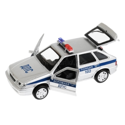 Изображение ТЕХНОПАРК ВАЗ-2114 LADA Samara Полиция 12 см (свет, звук) серебристый