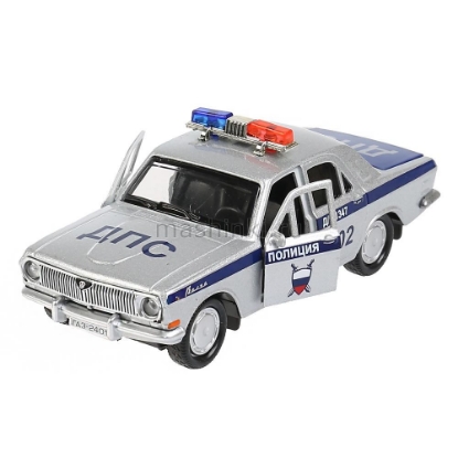 Изображение ТЕХНОПАРК ГАЗ-2401 ВОЛГА Полиция 12 см серебристый