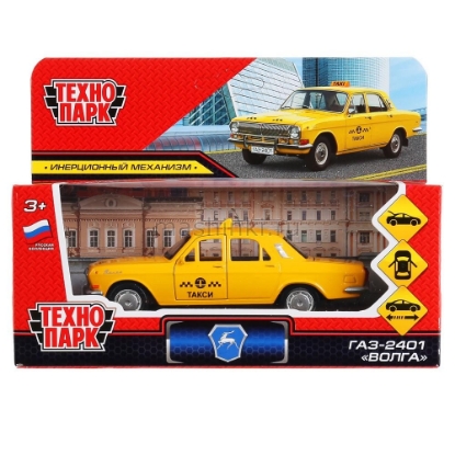 Изображение ТЕХНОПАРК ГАЗ-2401 ВОЛГА такси 12 см желтый