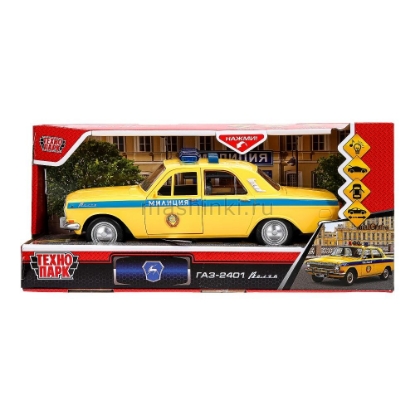 Изображение ТЕХНОПАРК ГАЗ-2401 ВОЛГА Милиция 23 см (свет, звук) пластм. желтый