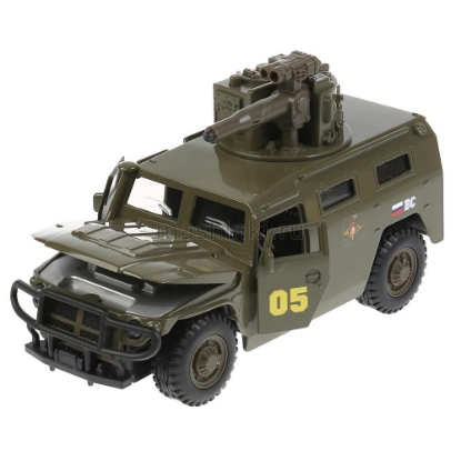 Изображение ТЕХНОПАРК ГАЗ ТИГР откр. двери и капот (свет, звук) пластм. хаки откр. коробка