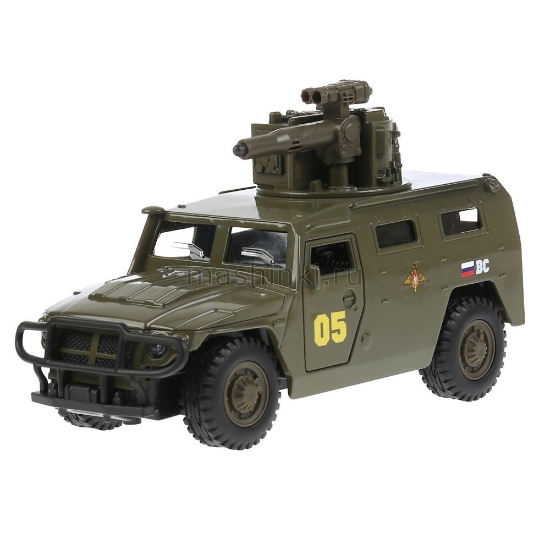 Изображение ТЕХНОПАРК ГАЗ ТИГР откр. двери и капот (свет, звук) пластм. хаки откр. коробка