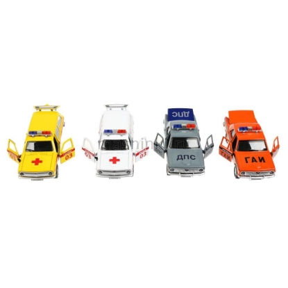 Изображение ТЕХНОПАРК ГАЗ-2401+ГАЗ-2402 ВОЛГА Спецтранспорт 12 см в ассорт. б/коробки