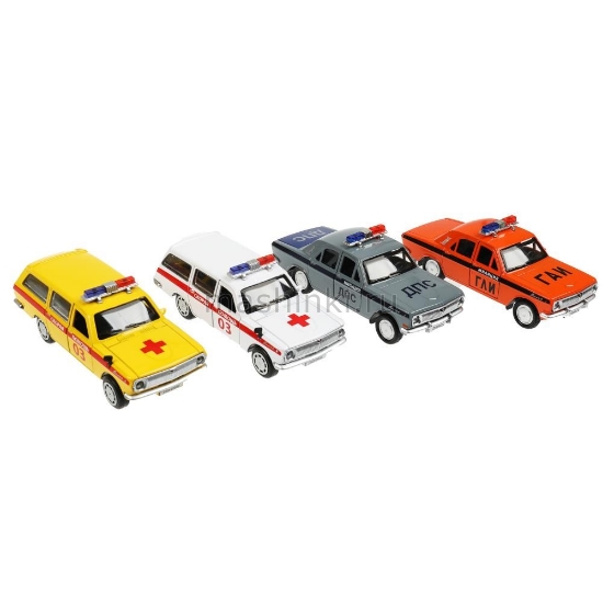Изображение ТЕХНОПАРК ГАЗ-2401+ГАЗ-2402 ВОЛГА Спецтранспорт 12 см в ассорт. б/коробки