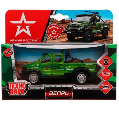 Изображение ТЕХНОПАРК ГАЗ Вепрь+пулемет 12,5 см Армия России зеленый