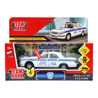 Изображение ТЕХНОПАРК ГАЗ-31105 ВОЛГА Полиция 12 см (свет, звук) белый