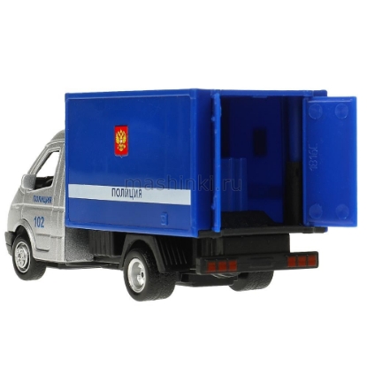 Изображение ТЕХНОПАРК ГАЗЕЛЬ-3302 Полиция 13 см (свет, звук) серебр-синий